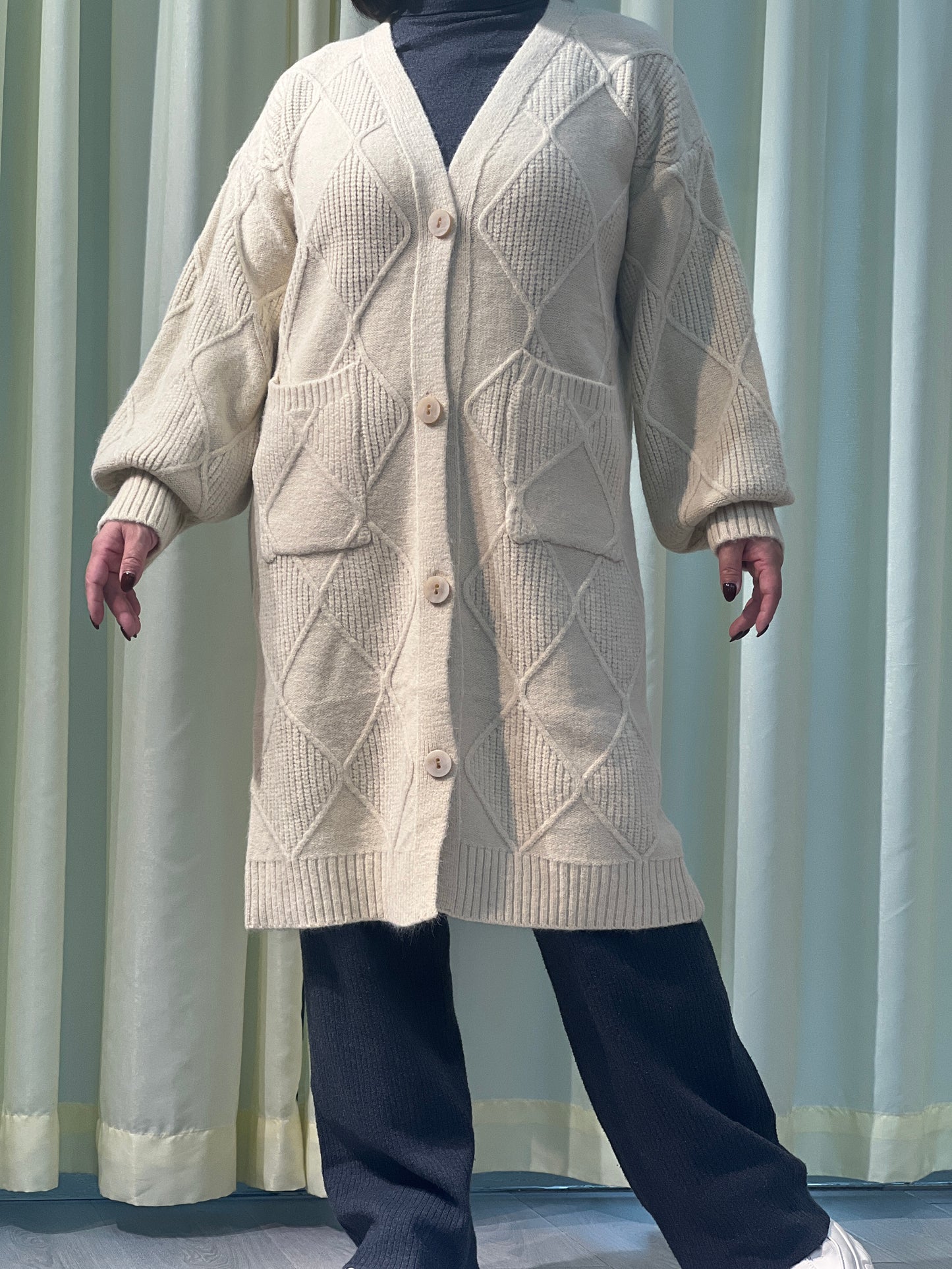 A1【823】Women's Open Front Cardigan Sweaters Fashion Button Down Cable Knit Chunky Outwear Coats