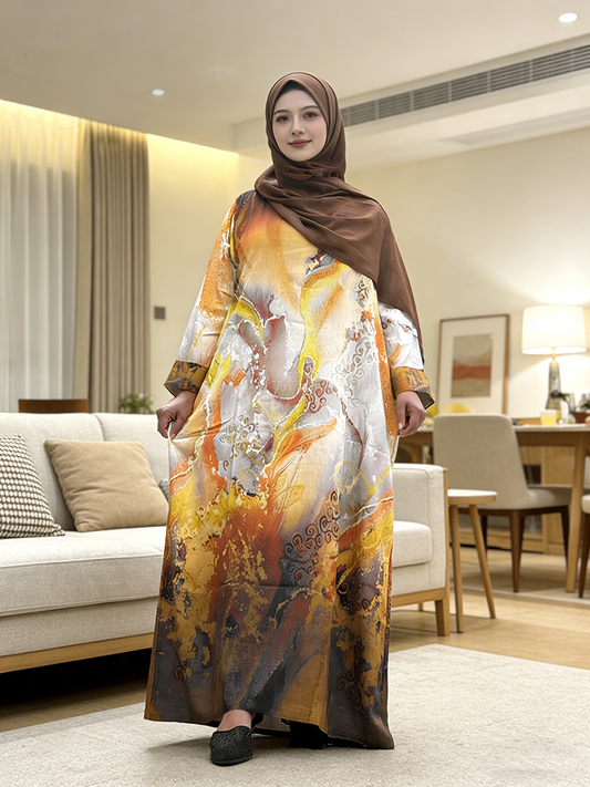 Women's Abaya Summer Linen Breathable Floor Length Loose Fit Muslim Dress Popular Newly Muslim Women's Linen Abaya Dresses