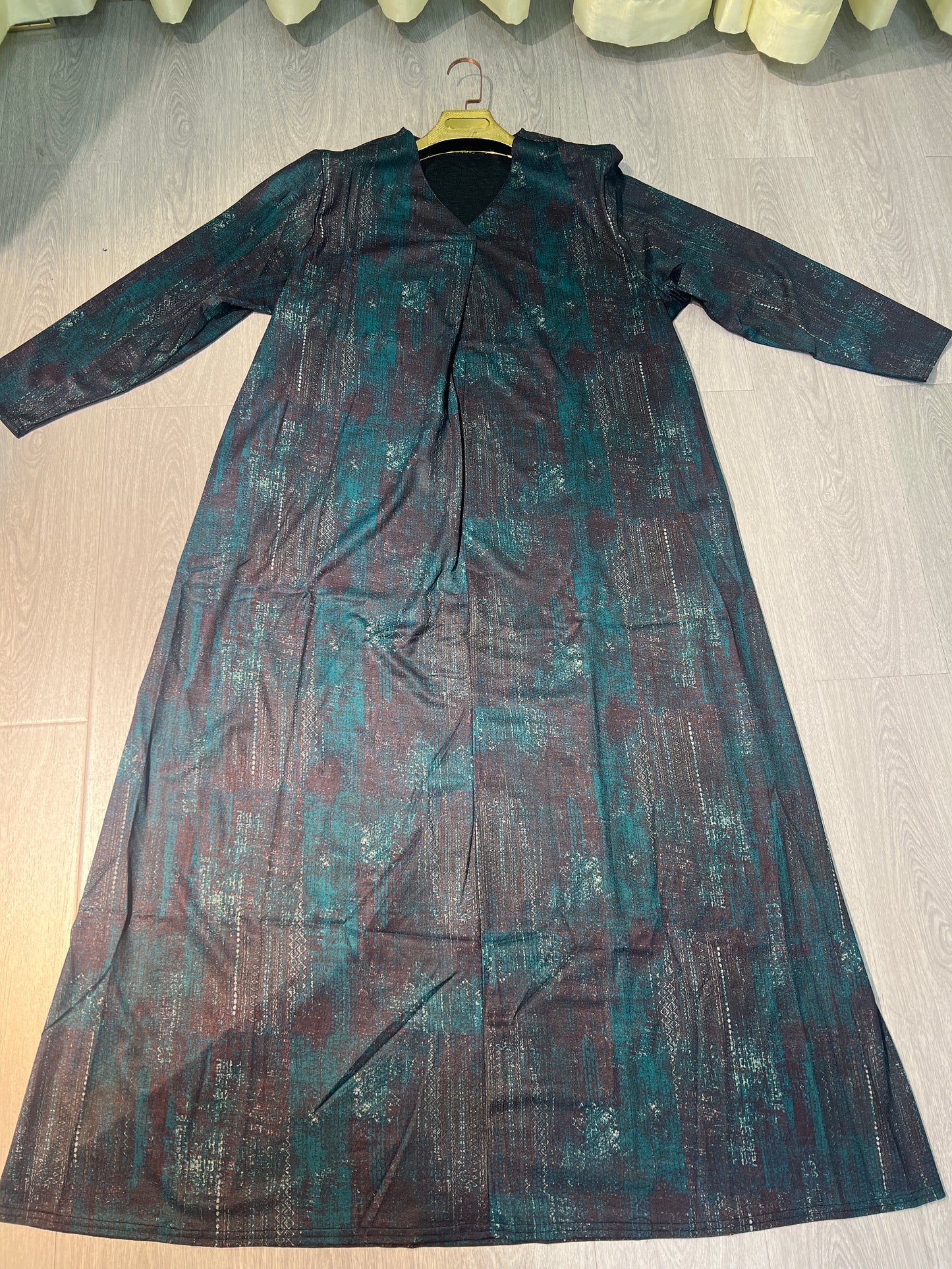 A1【2082】Muslim Women's winter spinning print long dress