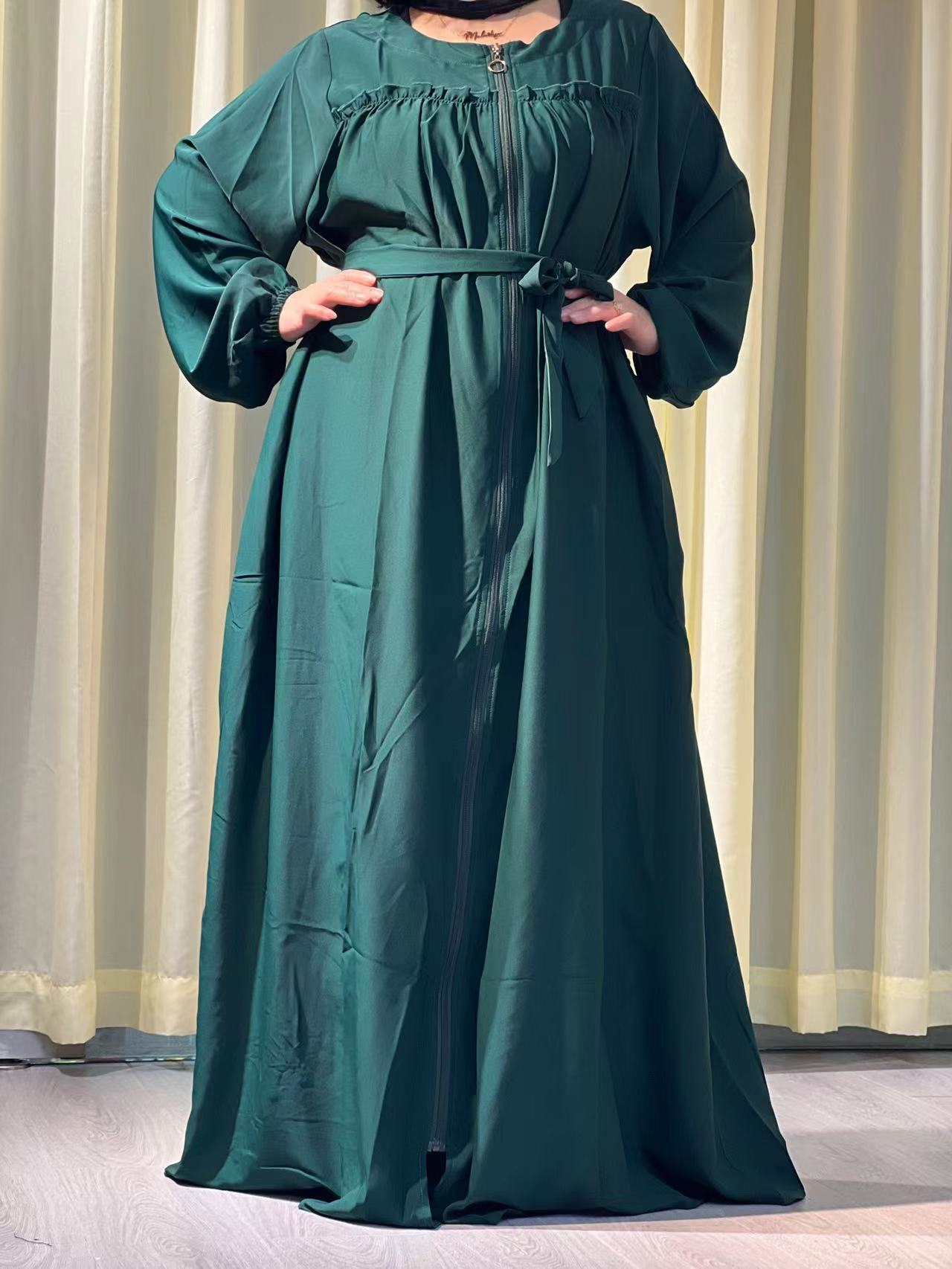 A2【H88】Muslin Women plain Long Sleeves Loose style Dress