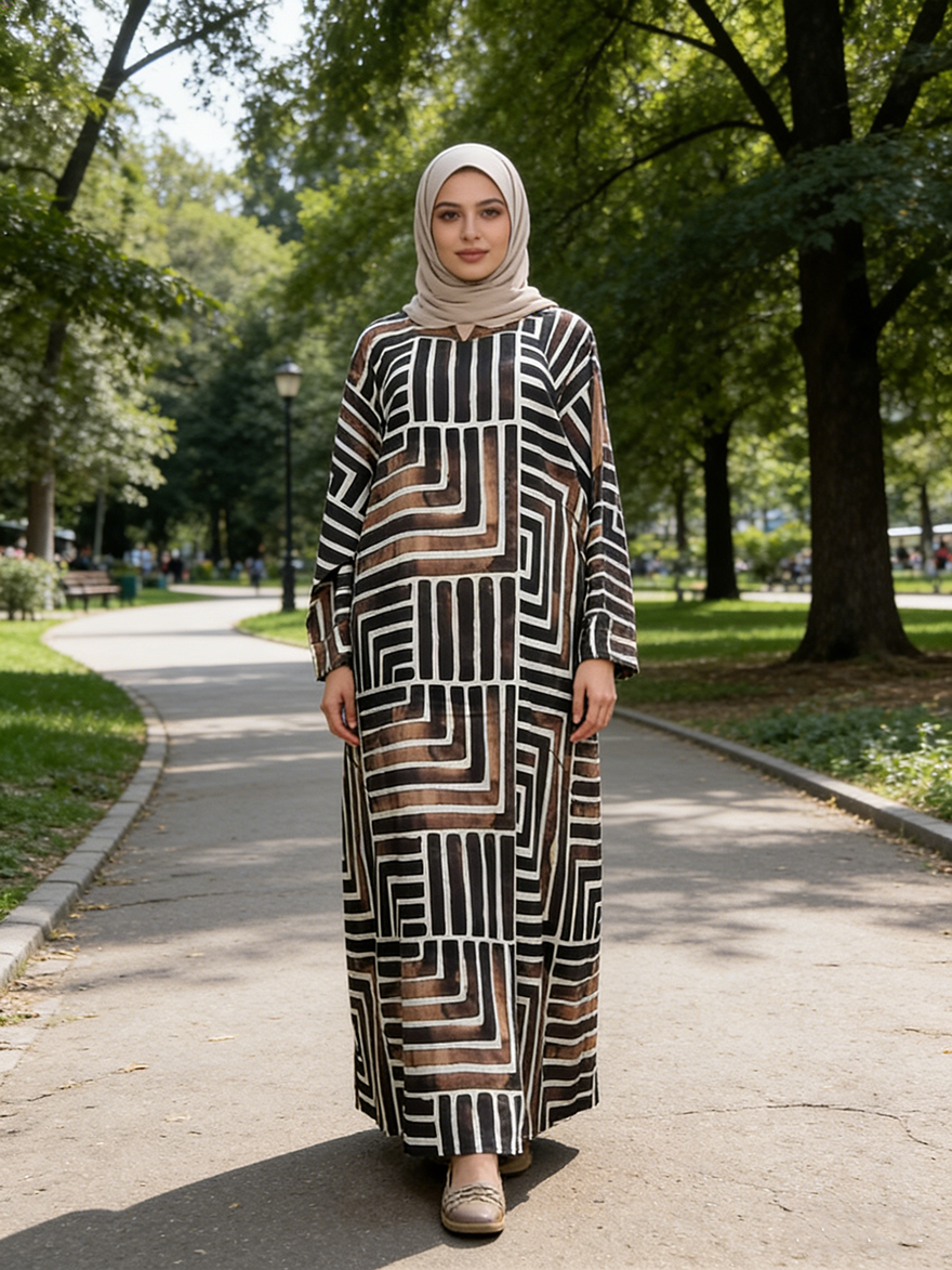 Women's Modest Style Dubai Abaya Turkish Hijab Moroccan Kaftan Linen Breathable Floor Length Islam Clothing