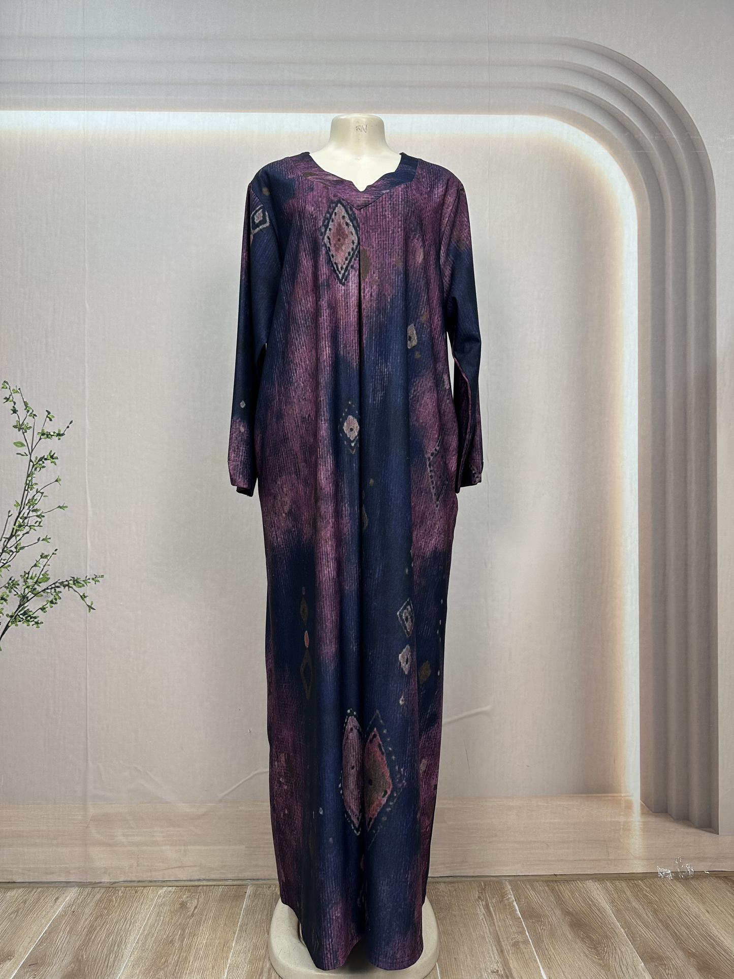 Women's Casual Rayon Abaya Loose Islamic Daily Wear Floor Length Breathable Headscarf Digital Printing