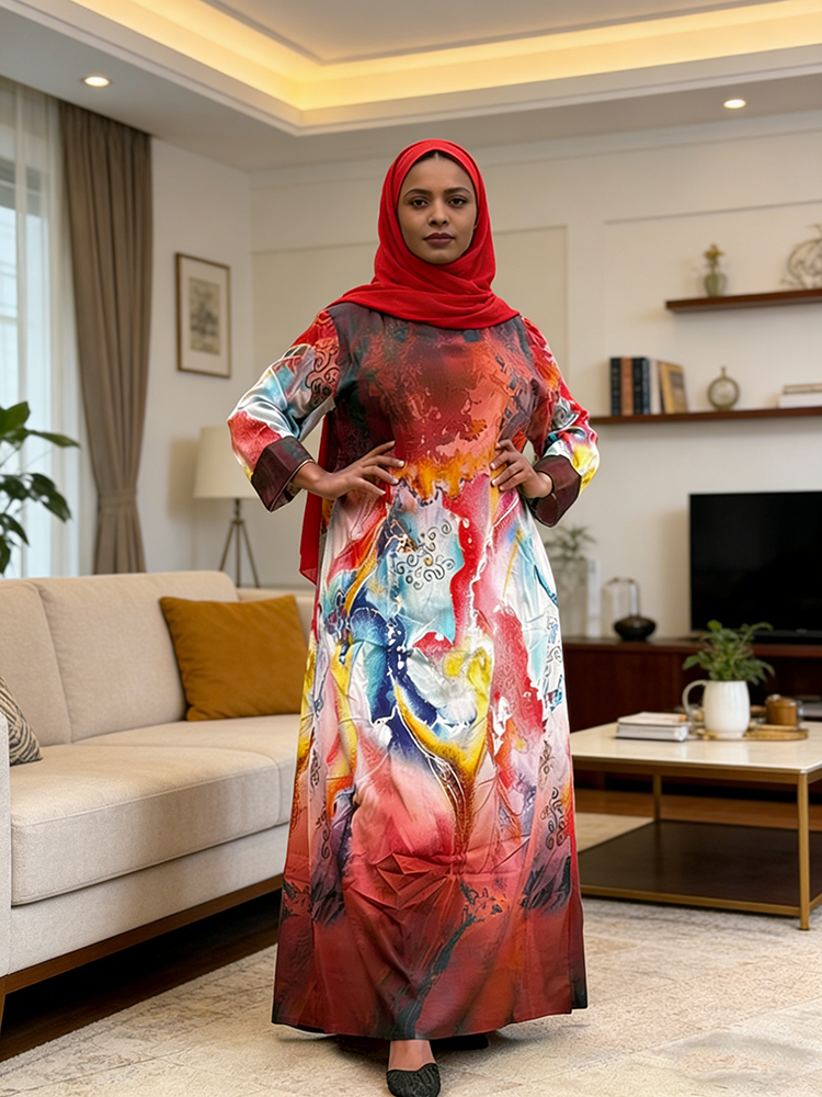 Women's Abaya Summer Linen Breathable Floor Length Loose Fit Muslim Dress Popular Newly Muslim Women's Linen Abaya Dresses