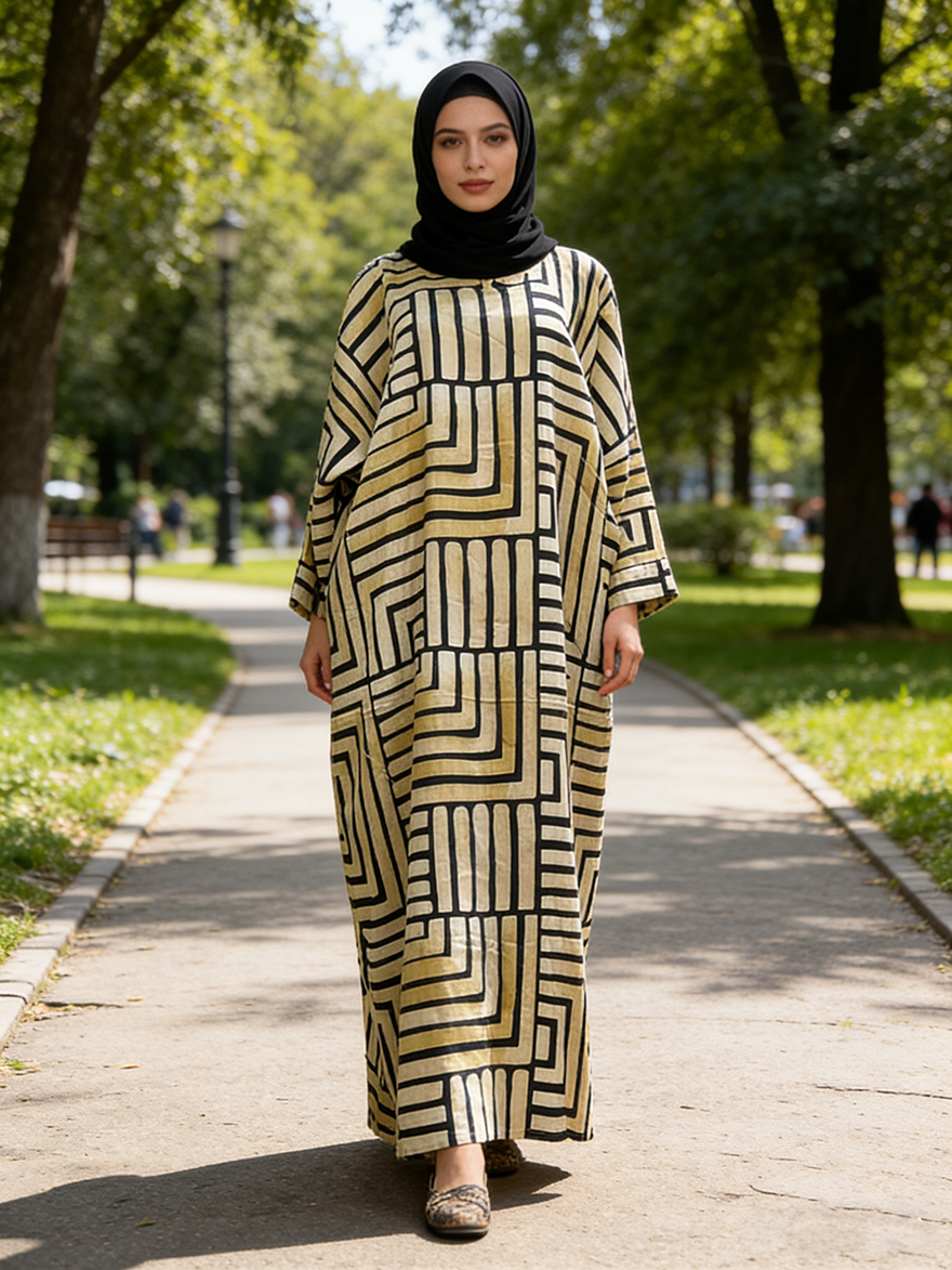 Women's Modest Style Dubai Abaya Turkish Hijab Moroccan Kaftan Linen Breathable Floor Length Islam Clothing