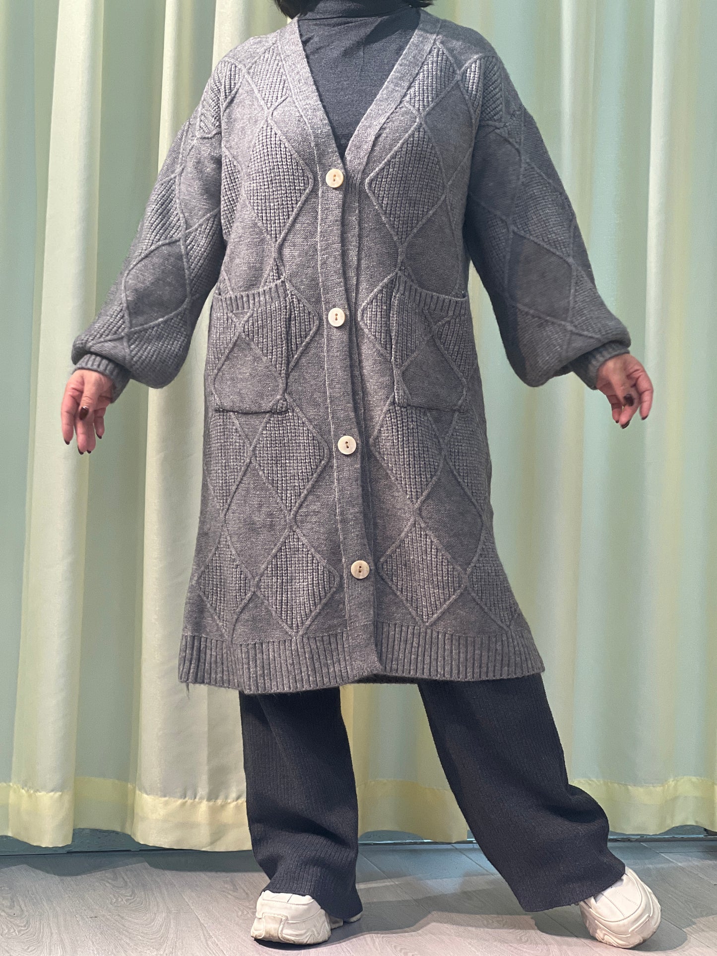 A1【823】Women's Open Front Cardigan Sweaters Fashion Button Down Cable Knit Chunky Outwear Coats