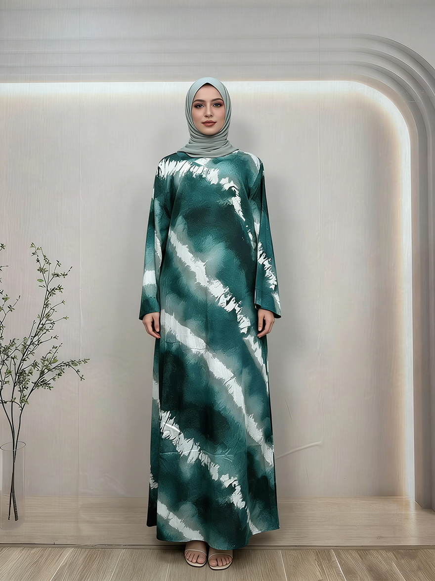 Newly Summer Muslim Women's Linen Abaya Dresses Floor Length Long Sleeve