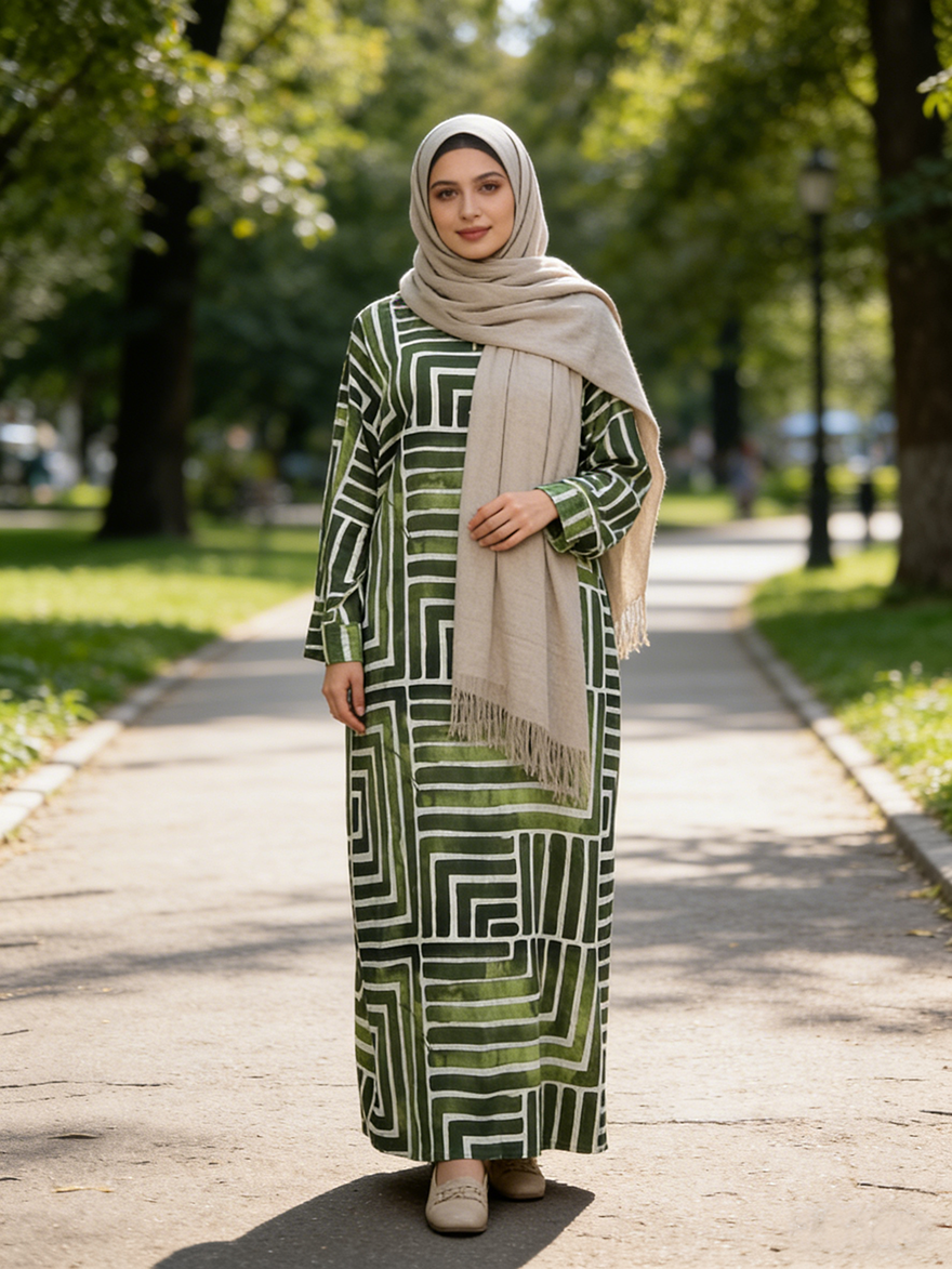 Women's Modest Style Dubai Abaya Turkish Hijab Moroccan Kaftan Linen Breathable Floor Length Islam Clothing