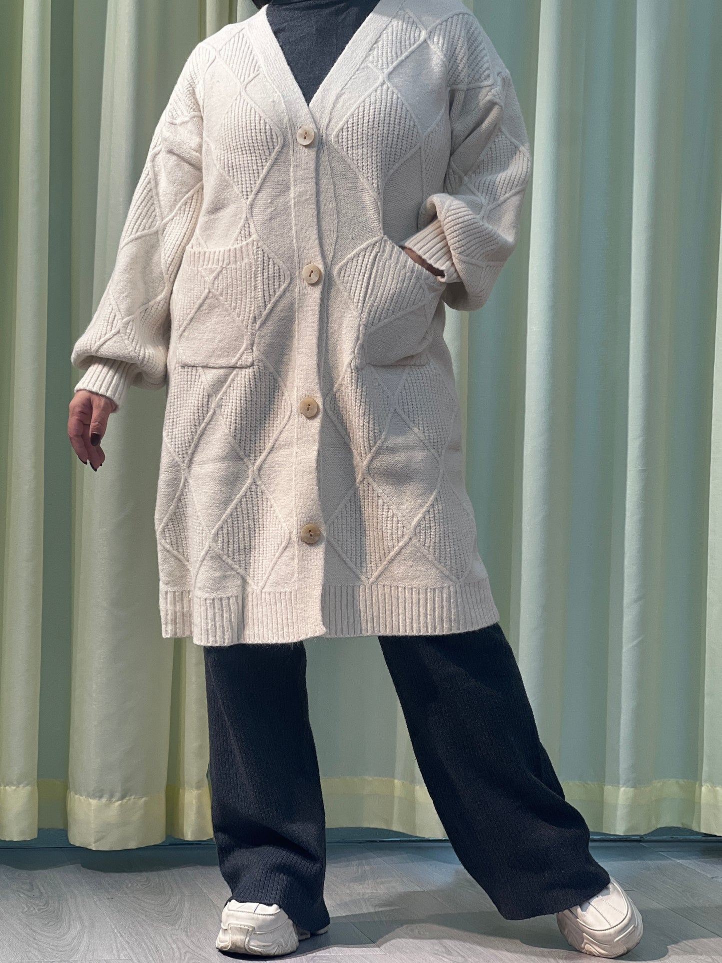 A1【823】Women's Open Front Cardigan Sweaters Fashion Button Down Cable Knit Chunky Outwear Coats
