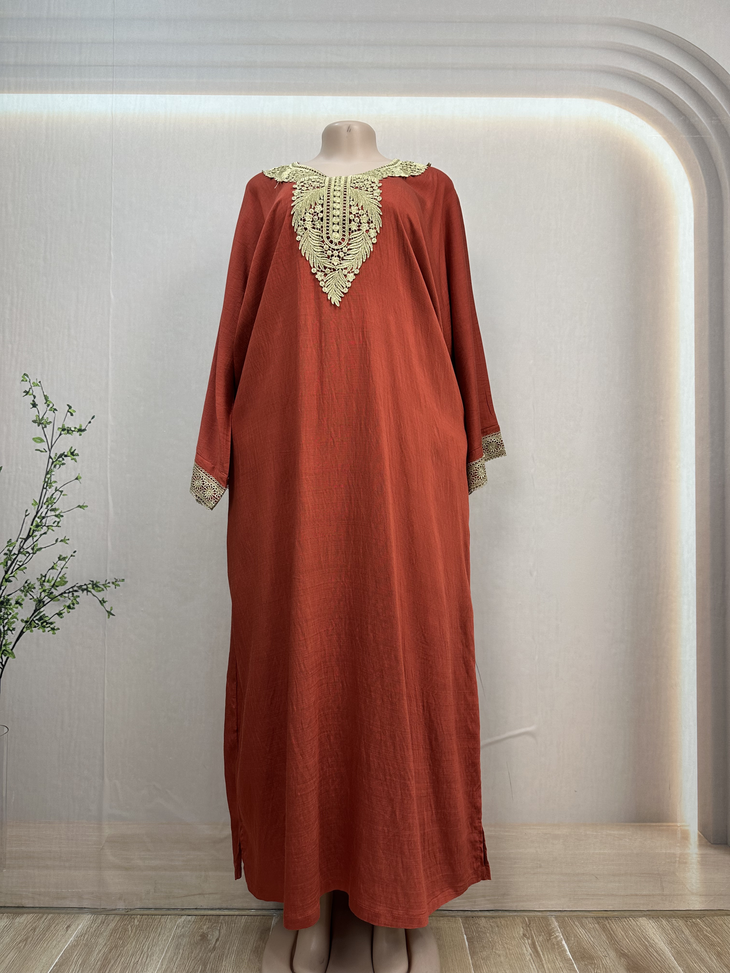 Breathable Floor Length Loose Fit Muslim Robe Popular Newly Summer Muslim Women's Rayon Abaya Dresses Floor Length Long Sleeve