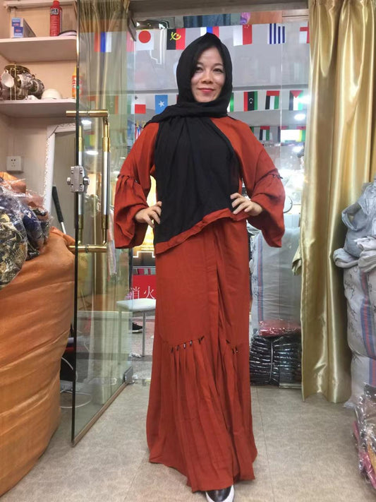 A9【8】Muslim Women's open chest long abaya