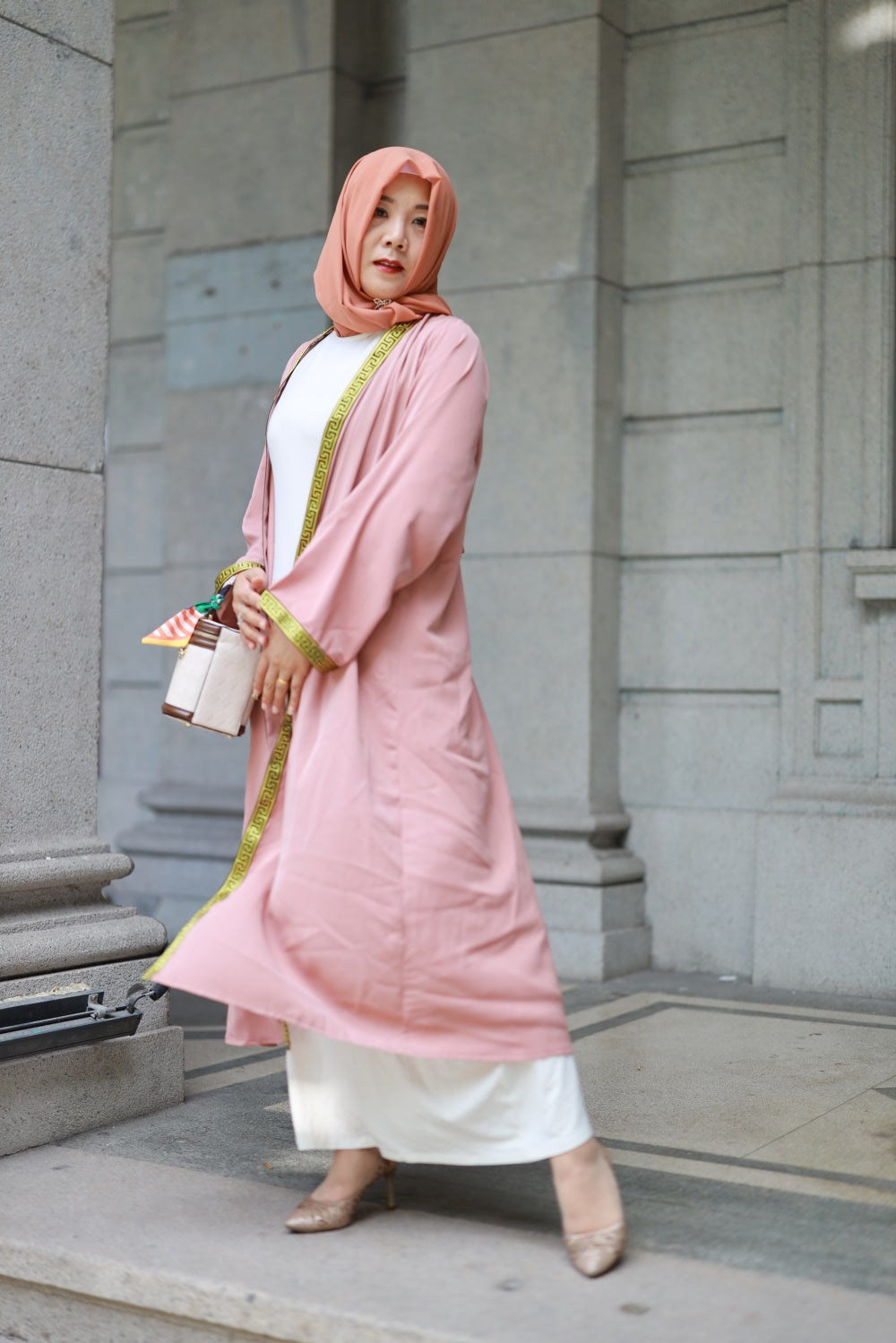 【T49-1】Open Abayas Muslim Dress for Women Long Sleeve