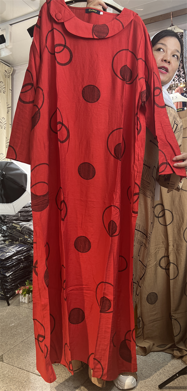 【H30】Solid Loose Long Maxi Dress Cotton Linen Long Muslim Dress