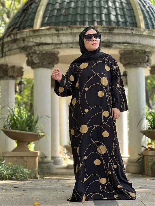 【H12-481】Solid Loose Long Maxi Dress Cotton Linen Long Muslim Dress