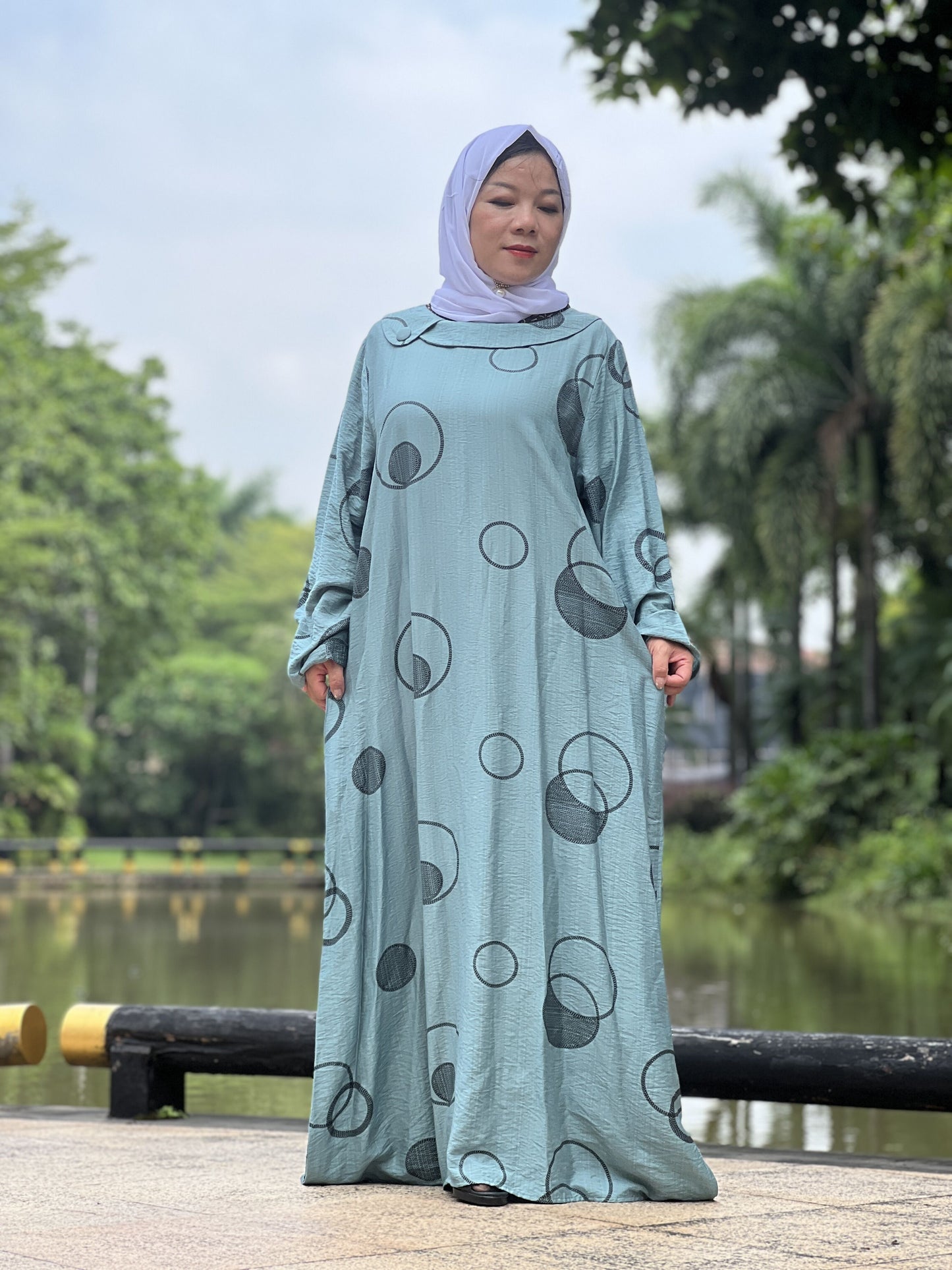 【H30】Solid Loose Long Maxi Dress Cotton Linen Long Muslim Dress